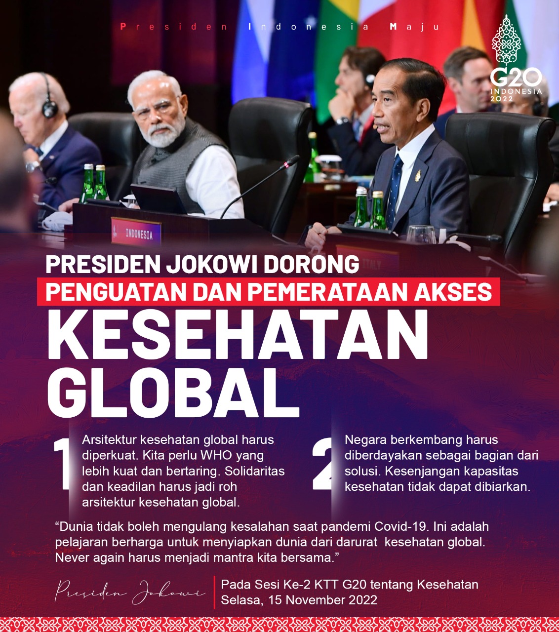 Sesi Kedua KTT G20, Presiden Jokowi Dorong Penguatan Arsitektur ...